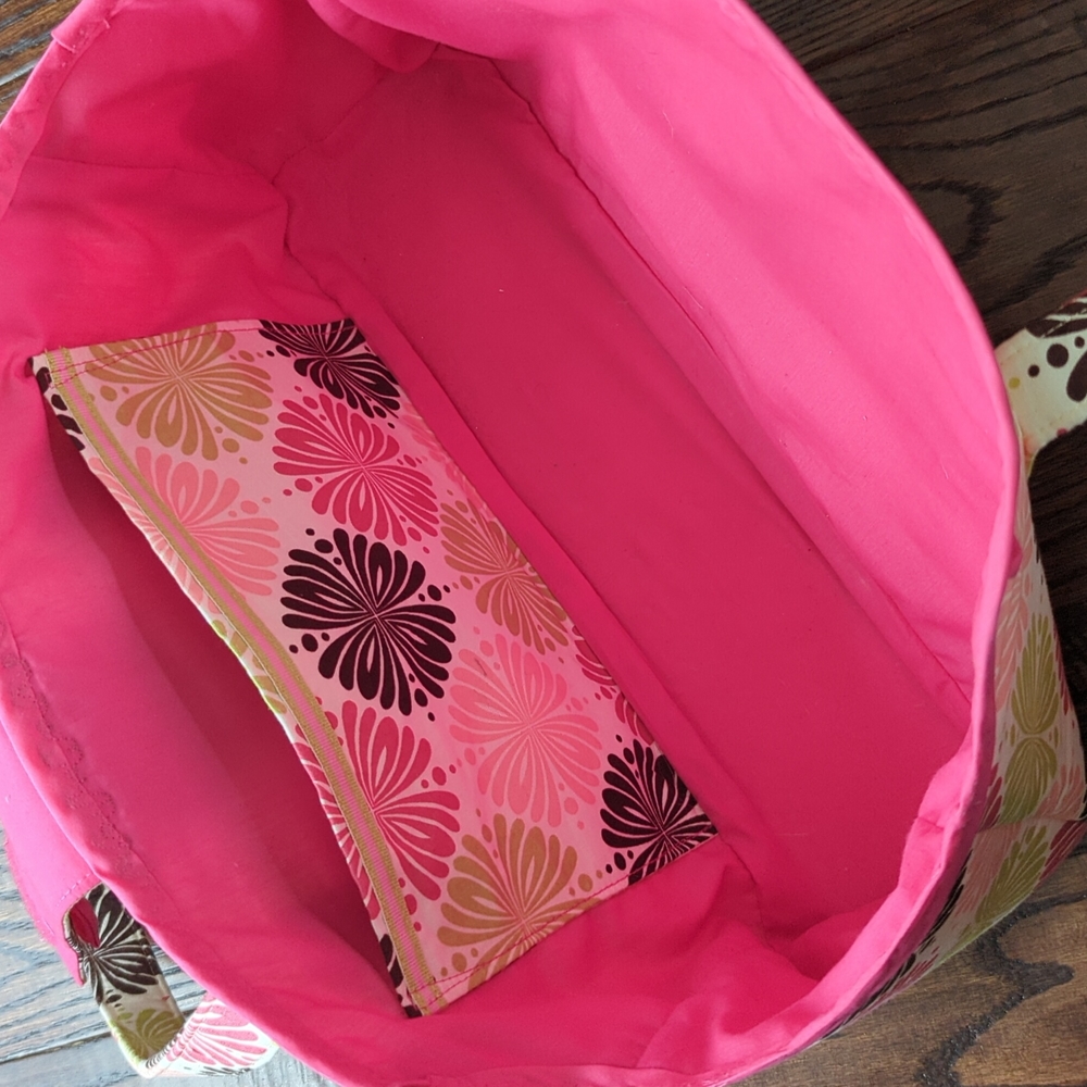 Handmade Pink & Green 18" American Girl Doll Sized Tote Purse Bag Holder - Picture 7 of 11